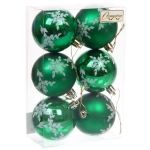 Новогодние шары «Снежный шарм» 6 см (набор 6 шт), Зеленый