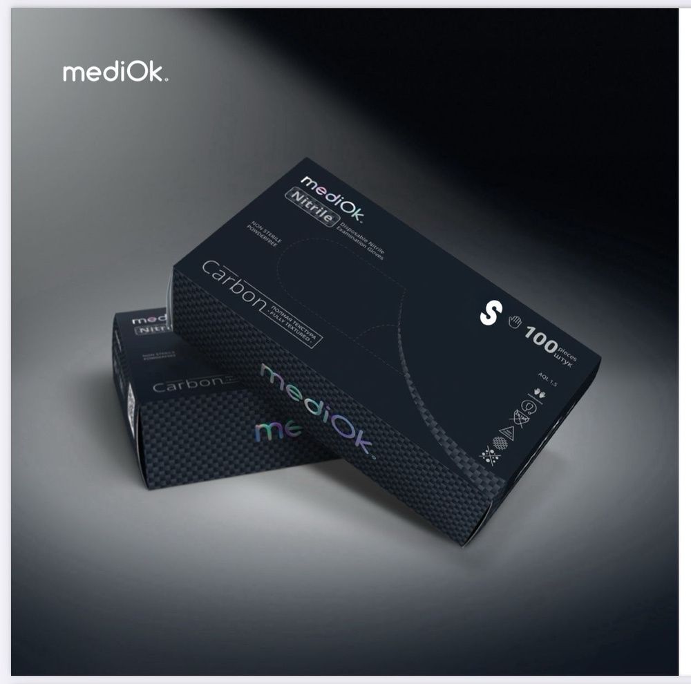 mediOK Перчатки нитриловые Carbon S, 50 пар