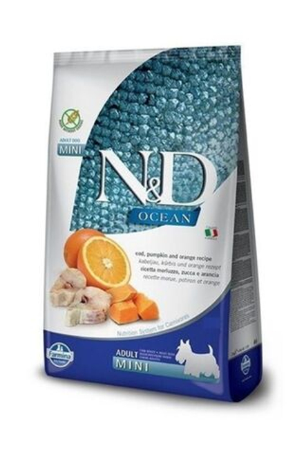 Сухой корм Farmina N&D Ocean Mini для взрослых собак мини пород, треска, тыква и апельсин 7 кг