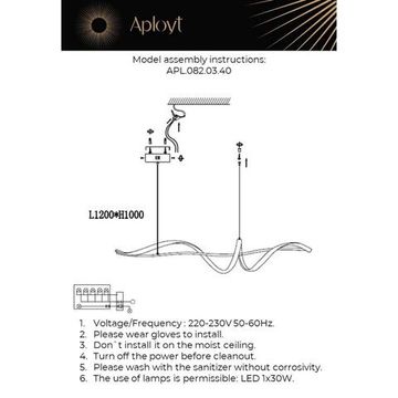 Подвесной светильник 30W 3500K APL.082.03.40 золото Judyta Aployt