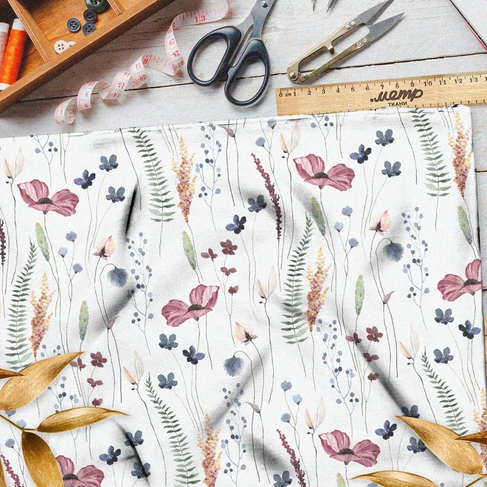 Ткань блэкаут полевые цветы утончённые