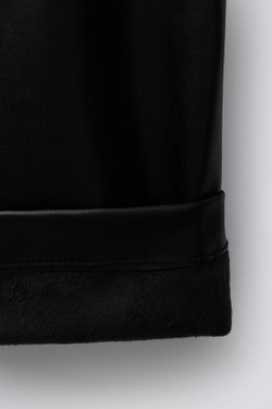 ZARA БРЮКИ ИЗ ИСКУССТВЕННОЙ КОЖИ С БАНТАМИ, ЧЕРНЫЙ