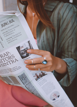 Кольцо «Дуо» с лабрадоритом в шахматной огранке и белым топазом