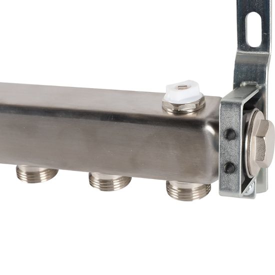 Коллектор Rommer 1"x3/4" на 7 контуров для радиаторной разводки (нерж. сталь) RMS-4401-000007