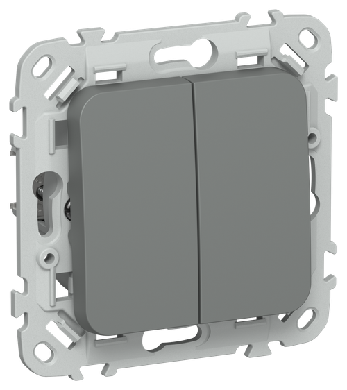 FLITE Выключатель 2-клавишный проходной 10А ВС62-1-0-ФлМА мокрый асфальт IEK