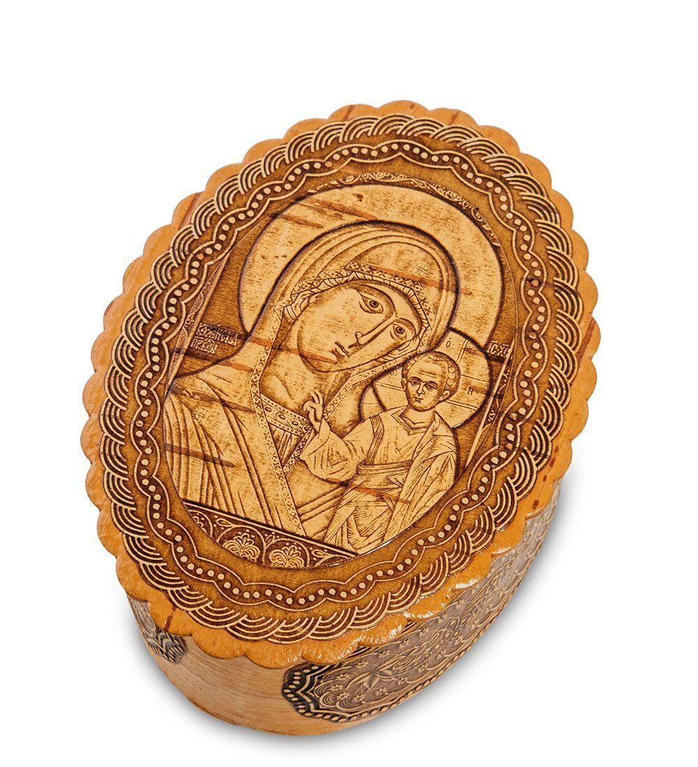 BST-110/ 4 Шкатулка «Пресвятая Богородица Казанская» (береста)