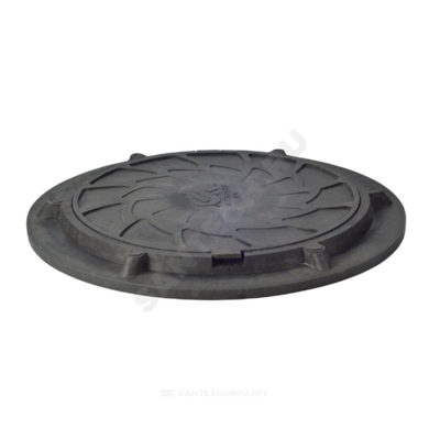 Люк полимер (легкий садовый) серый/черный круглый 750х580 h=60мм 15кН Сантехкомплект