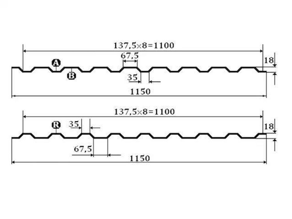 Профнастил С20 0,45мм 1150мм RAL6005 Зеленый Мох (пог.м)