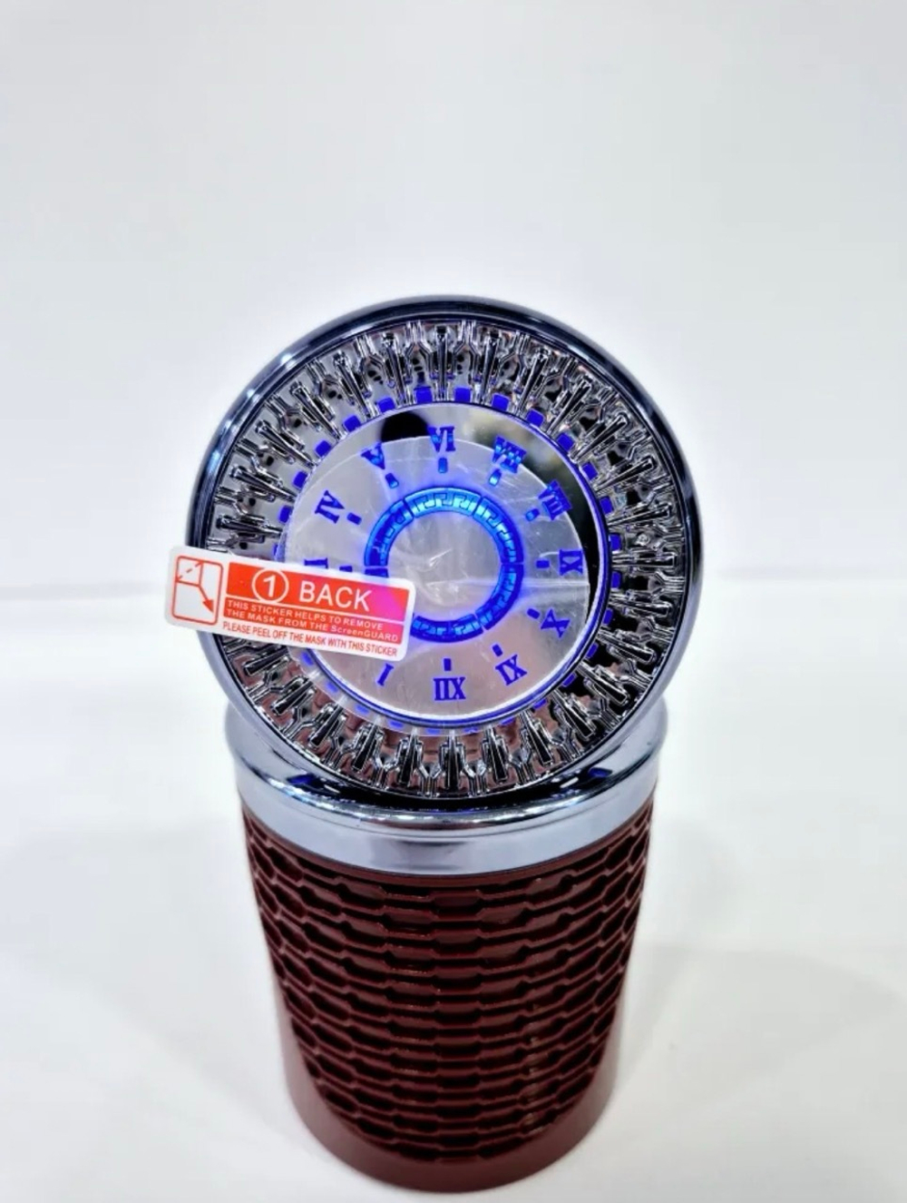 HT-926-2 / Пепельница-стакан "Часы" хром, коричневый (с подсветкой) HT-926-2 (1 шт.) =