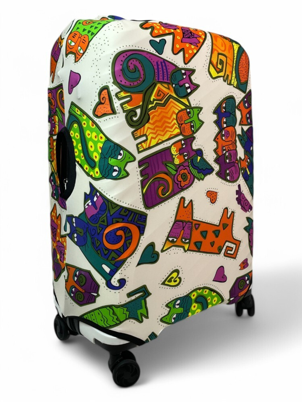 Чехол на чемодан 28", цвет белый/разноцветный, Коты