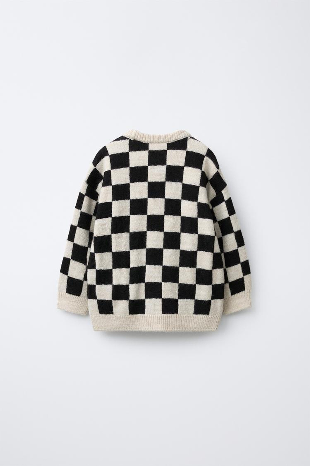 ZARA СВИТЕР В КЛЕТКУ «ДАМКА», ЧЕРНЫЙ/БЕЛЫЙ