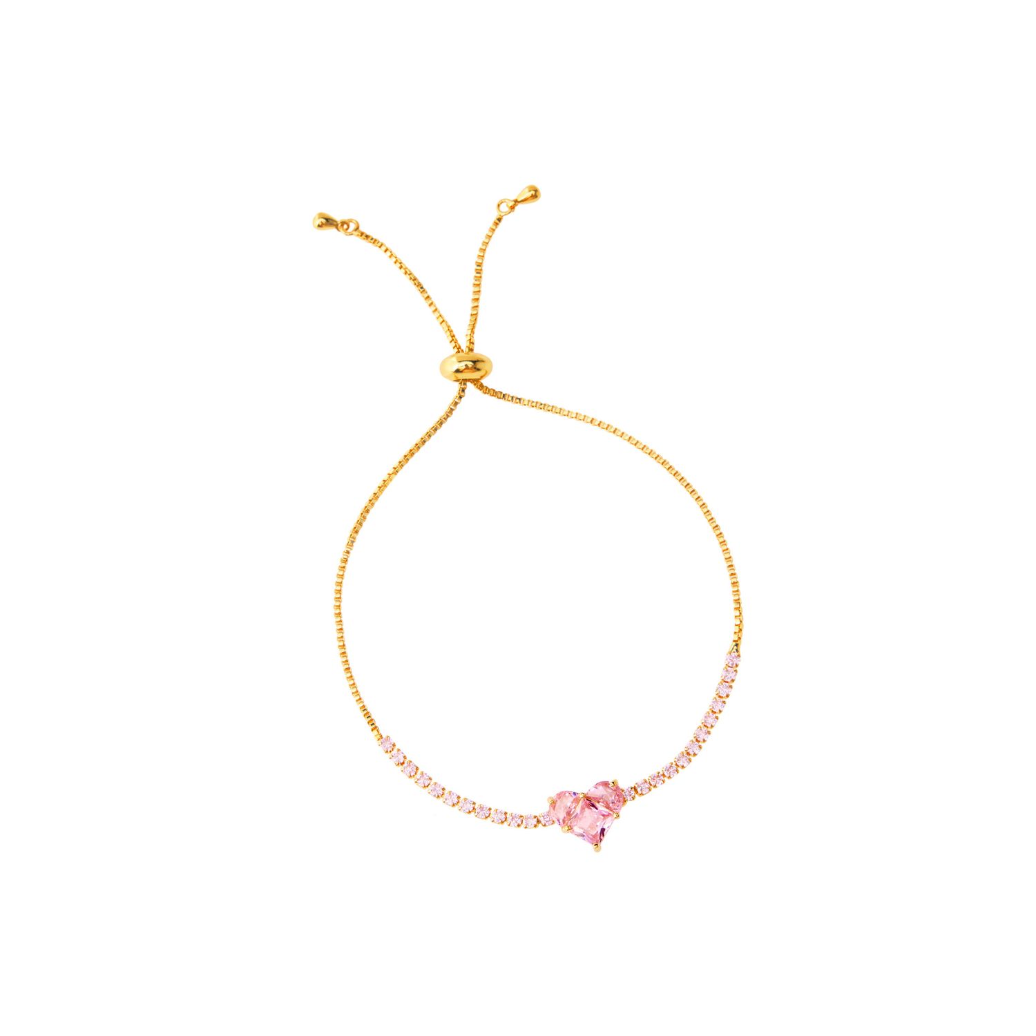 Браслет Broken Frozen Pink Heart Bracelet - Gold