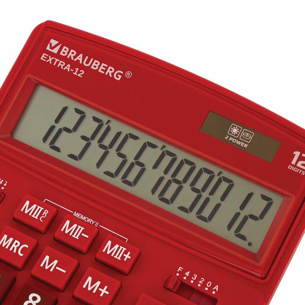 Калькулятор настольный BRAUBERG EXTRA-12-WR (206x155 мм) 12 разрядов двойное питание малиновый