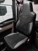 Чехлы Люкс MAN TGX, TGS с 2021 года без регулировки ремня безопасности водителя по высоте (экокожа, черный, черная вставка)