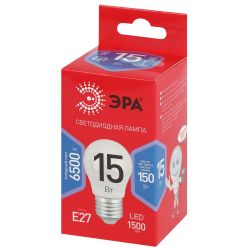 Лампа светодиодная ЭРА RED LINE LED P45-15W-865-E27 R 15Вт шар холодный дневной свет E27 | Лампы cветодиодные Шар (G/P)