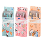 Готовальня Basir 7 предметов в пластиковом футляре, серия "Лапки", циркуль с запасными частями + набор пластиковых линеек