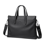 POLO Top Grain Cow Leather Men"s Crossbody Bag, Shoulder Bag Briefcase Large Men"s Black