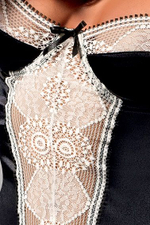 Чёрно-белый корсаж Saba с оборками по низу (Размер: XXL-XXXL) (Цвет: черный с белым)