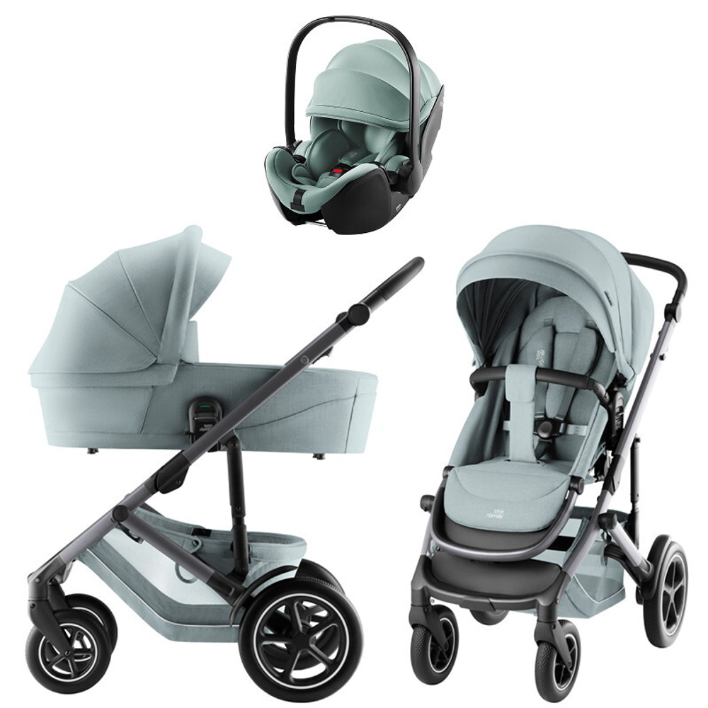 Коляска 3 в 1 Britax Roemer Smile 5Z Style и автокресло Baby-Safe Pro Jade Green Harbor Blue