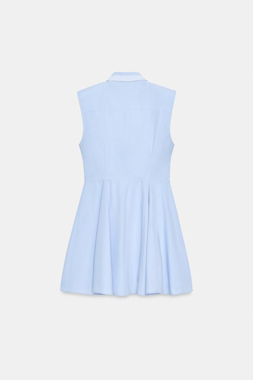 ZARA ПЛАТЬЕ-РУБАШКА С ПОДПЛЕЧНИКАМИ, НЕБЕСНО-ГОЛУБОЙ
