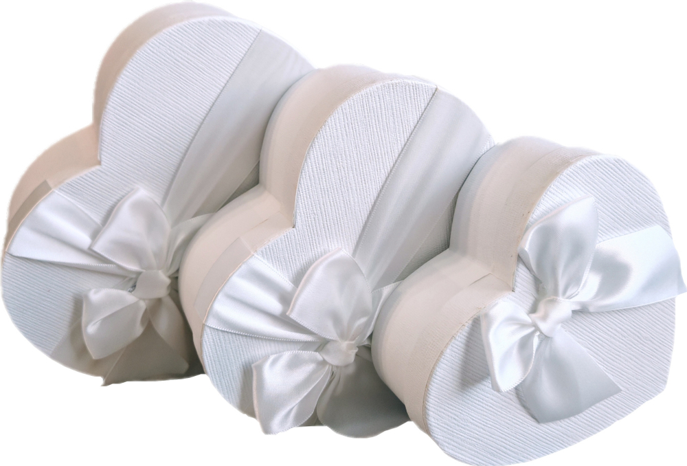 Набор подарочных коробок 3в1 "Сердце" с бантом, белый 16*14*6, 19*17*7.5, 22*20*9см