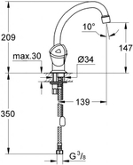 Смеситель двуручный для раковины GROHE COSTA, хром 21102000