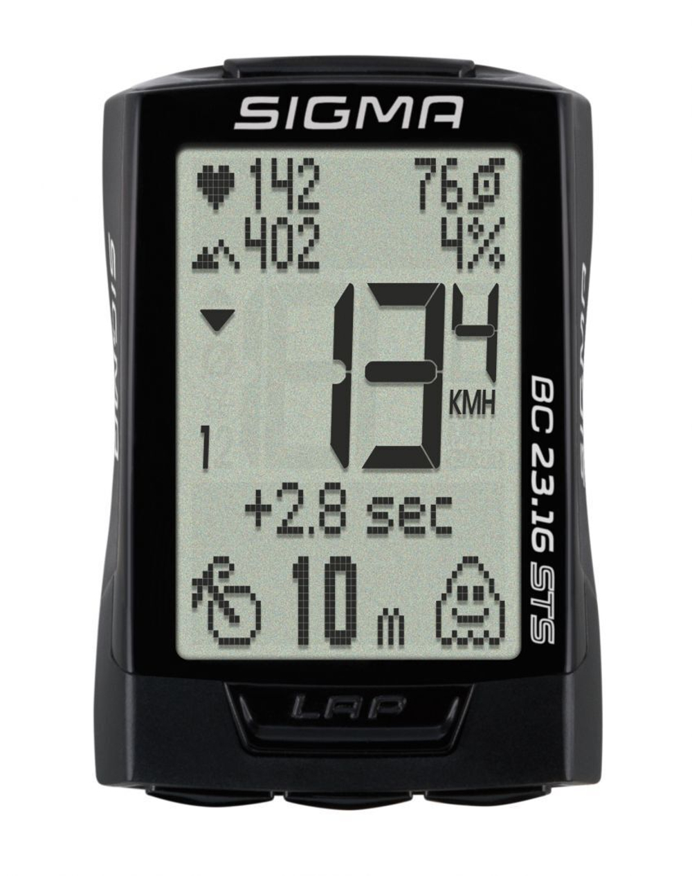 Велокомпьютер SIGMA BC 23.16 STS 23 функции с пульсометром беспроводной каденс высота подсветка NFC(Андроид) черный