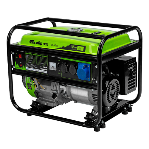 94546 Генератор бензиновый БС-6500, 5,5 кВт, 230В, 4-х такт. 25л, ручной стартер Сибртех