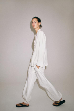ZARA БРЮКИ-БАЛЛОНЫ — ZW COLLECTION, БЕЛЫЙ