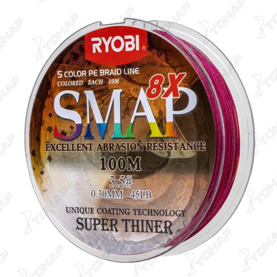 Шнур SMAP PE8X-100M 3.5# Multi Colour 0,31мм Ryobi
