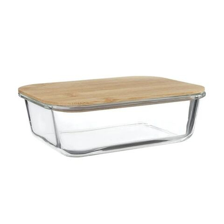 Контейнер д/продуктов прямоугольный Leonord Bambu 600мл стекло, крышка бамбук