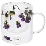 Кружка стеклянная с двойными стенками 250мл «Хай-Тек» цветки