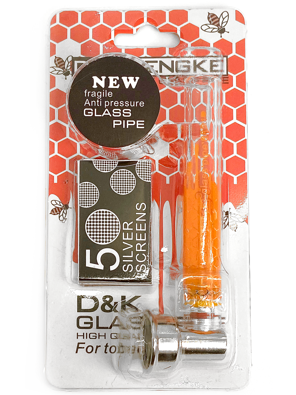 Bee Cells Shooter Orange Стеклянная курительная трубка 9.5 СМ
