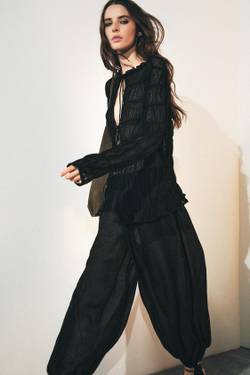 ZARA БРЮКИ-БАГГИ С ЗАВЯЗКАМИ — ZW COLLECTION, ЧЕРНЫЙ