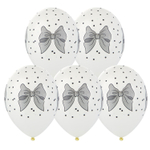 Шар латексный 35см Бантики горошек (Белый)
