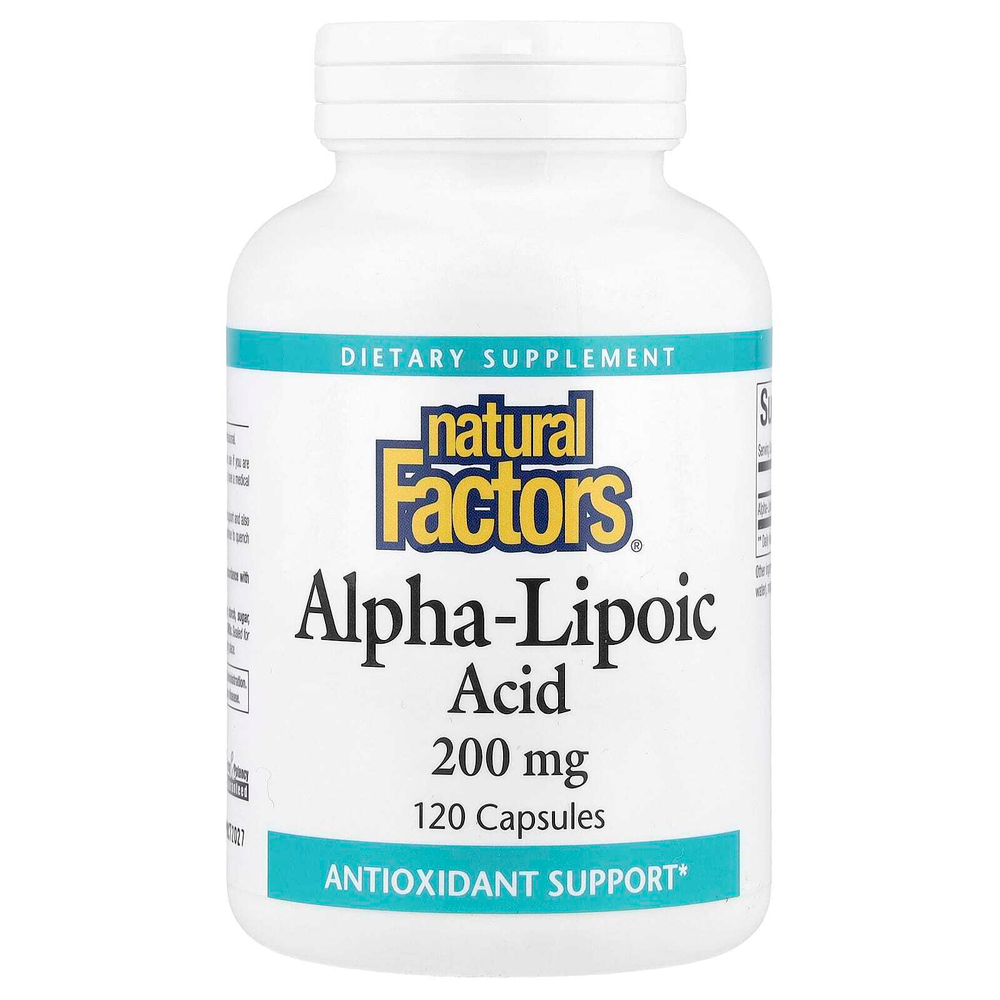 Natural Factors, альфа-липоевая кислота, 200 мг, 120 капсул