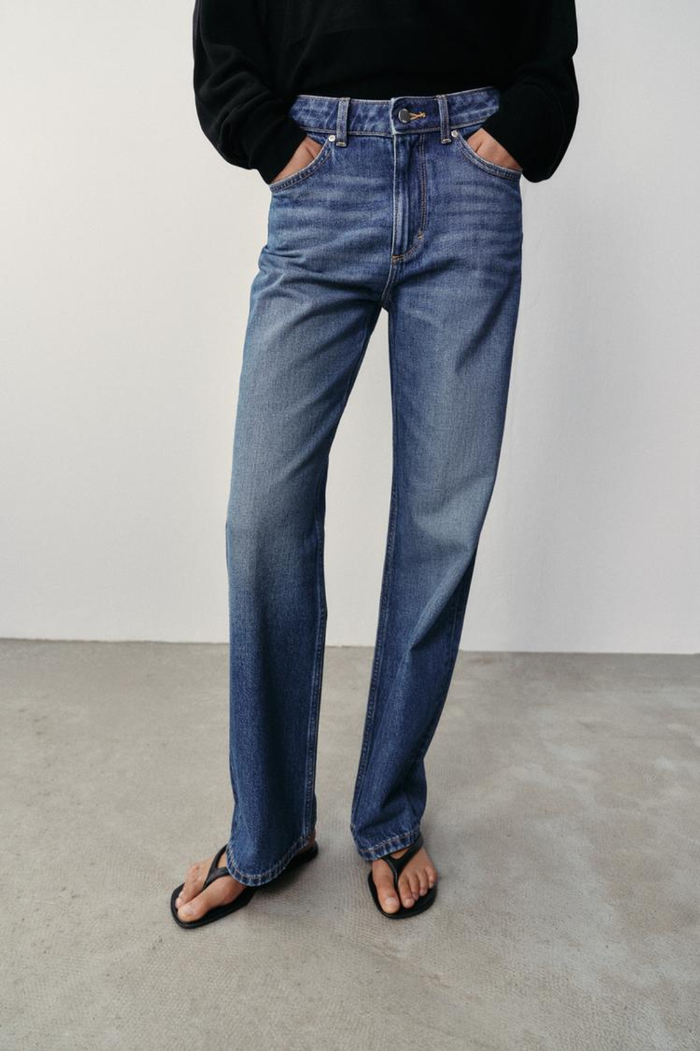 ZARA ДЖИНСЫ Z1975 REGULAR FIT LONG LENGTH С ВЫСОКОЙ ПОСАДКОЙ, СИНИЙ