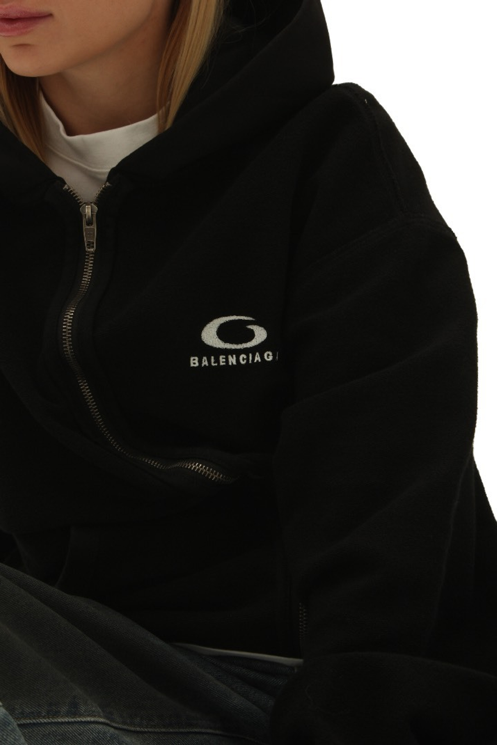Худи Balenciaga Zip Logo (Black)