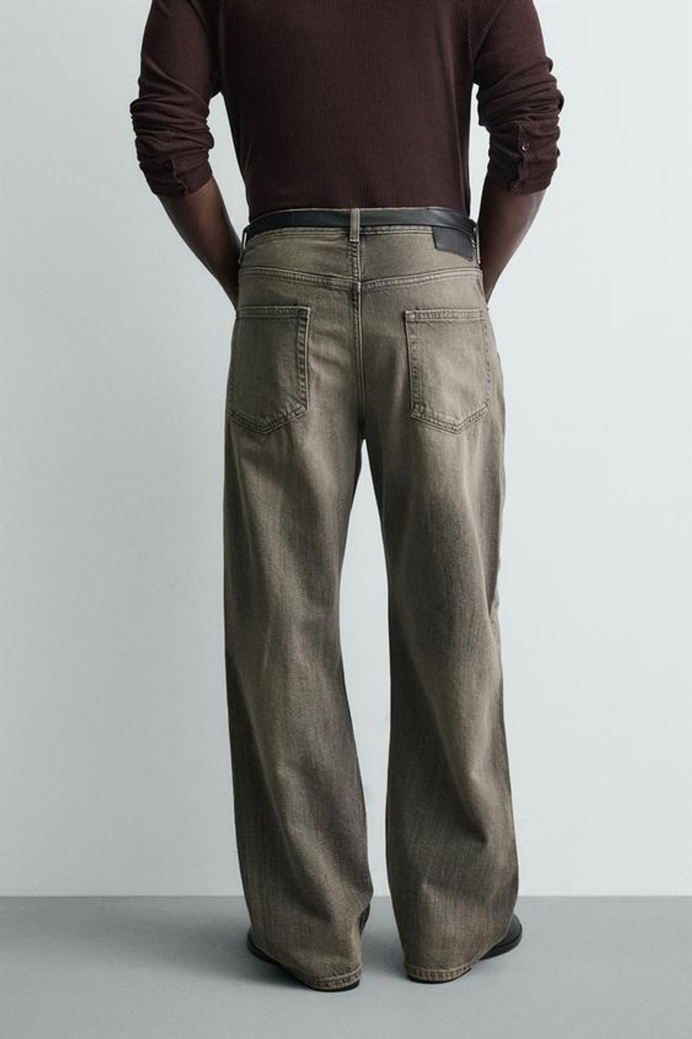 ZARA ДЖИНСЫ СВОБОДНОГО КРОЯ, КОРИЧНЕВЫЙ