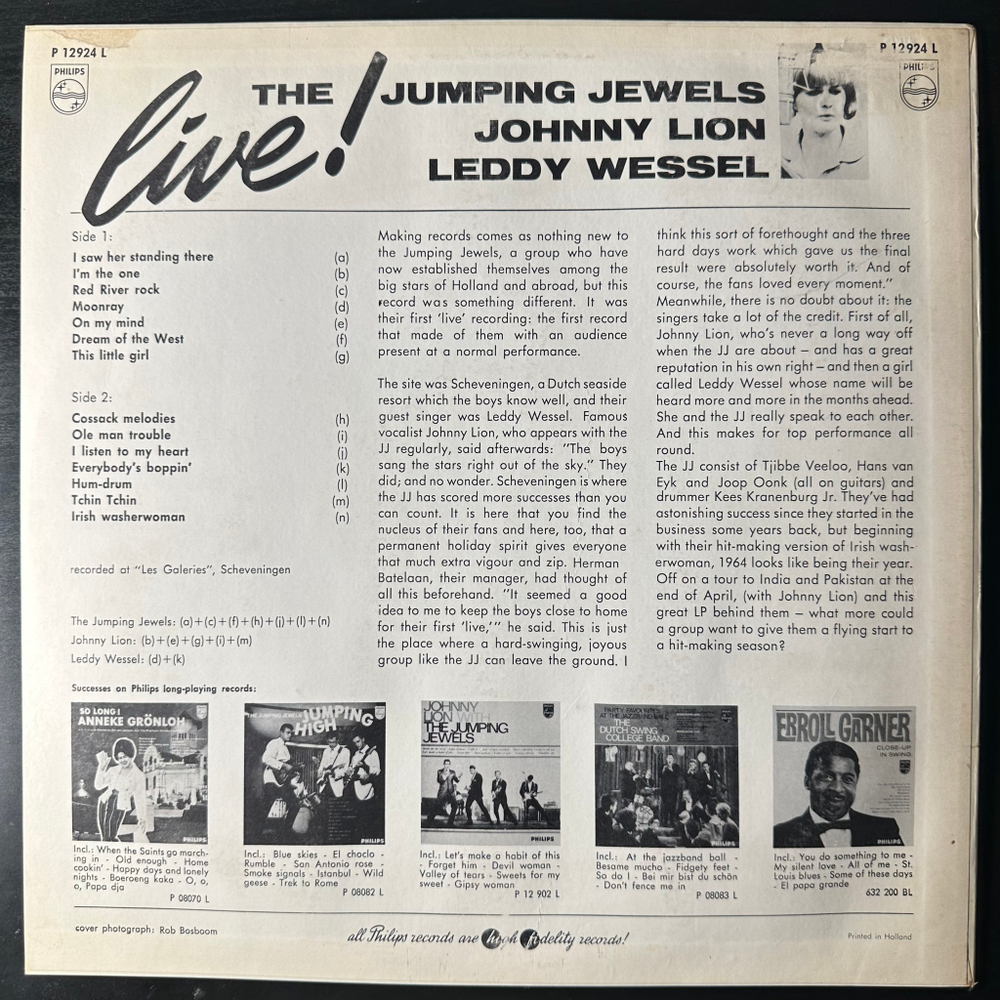 The Jumping Jewels / Johnny Lion / Leddy Wessel ‎– Live! (Голландия 1964г.)