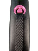 Поводок-рулетка Flexi Black Design S. Лента 5 м. для собак до 15 кг. Розовый