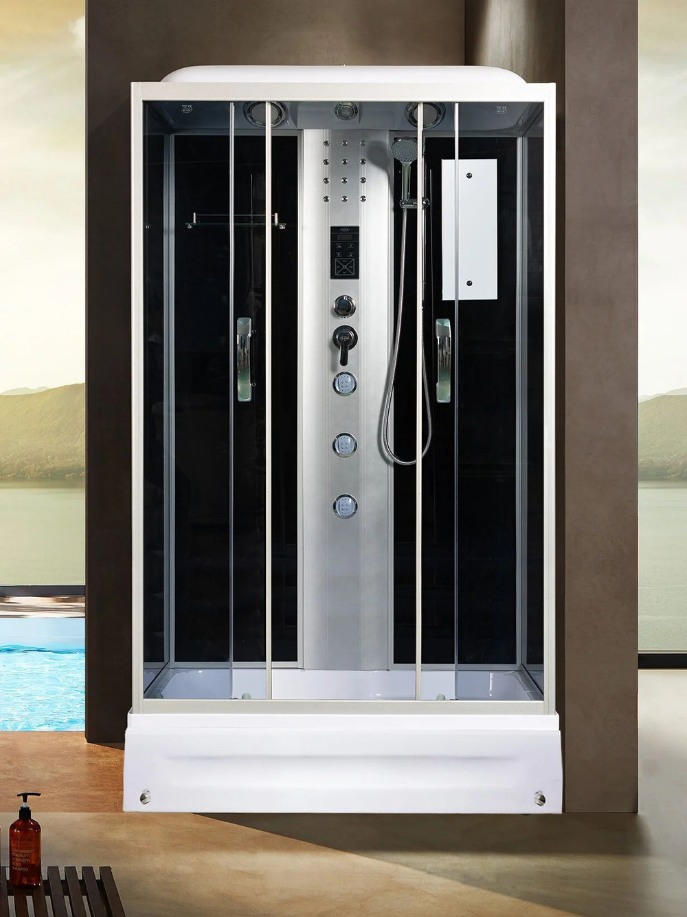 Душевая кабина RIVER  SENA 120/80/24 TH 120х80 см,  тонированное стекло, поддон средний, радио, гидромассаж
