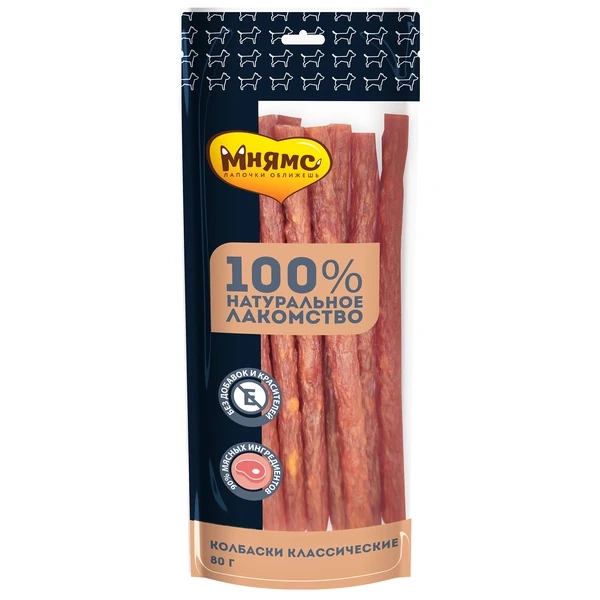Лакомство Мнямс "Колбаски классические" для собак 80г