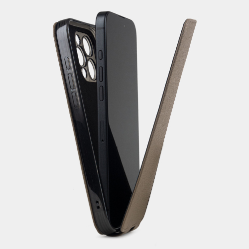 Чехол iPhone 16 Pro Max натуральная кожа сафьяно, бежевого цвета