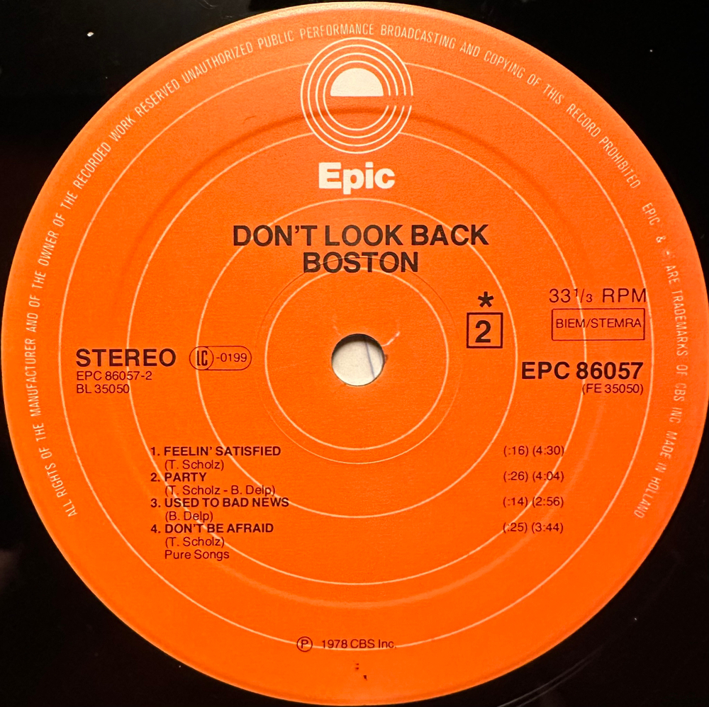 Boston - Don't Look Back (Голландия 1978г.)