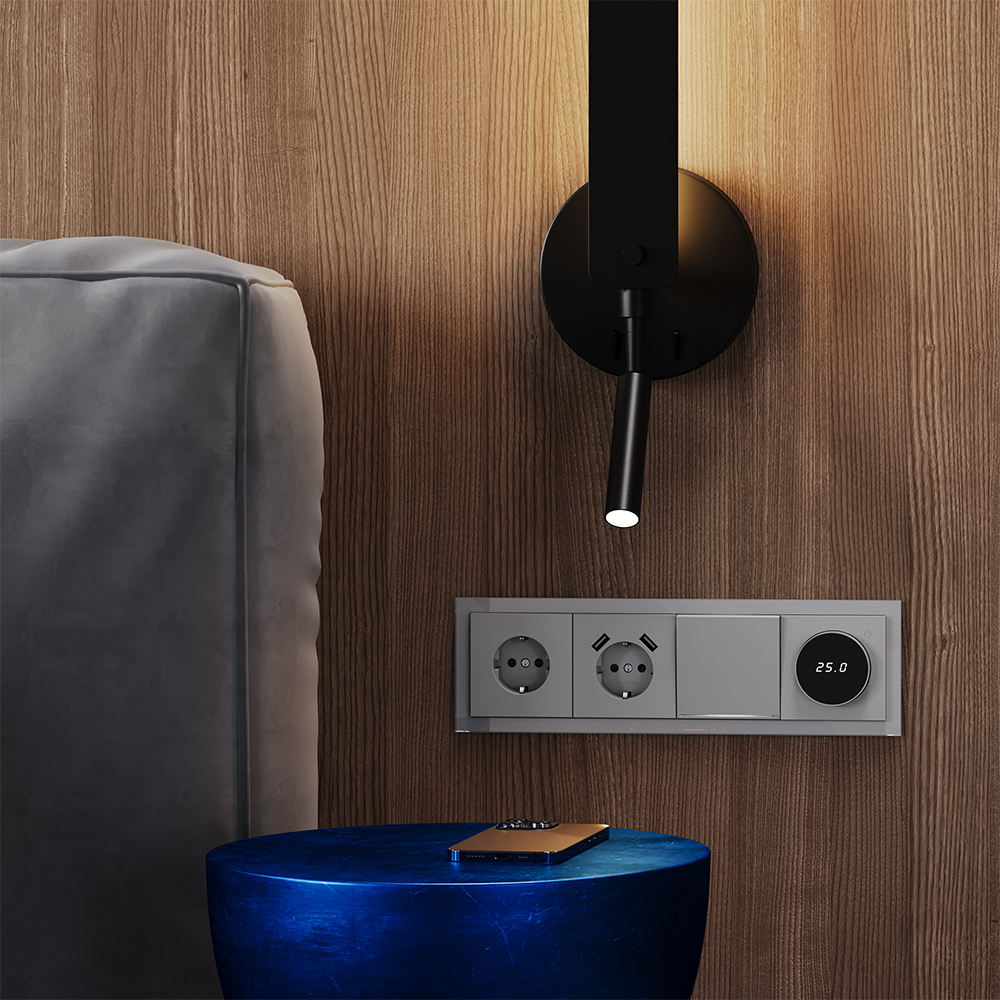 Рамка стеклянная VOLTUM S70 на 4 поста, (сталь, стекло)