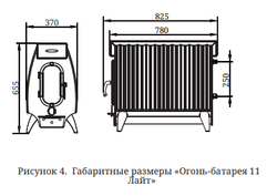 Печь TMF Огонь-батарея ЛАЙТ 11 размеры