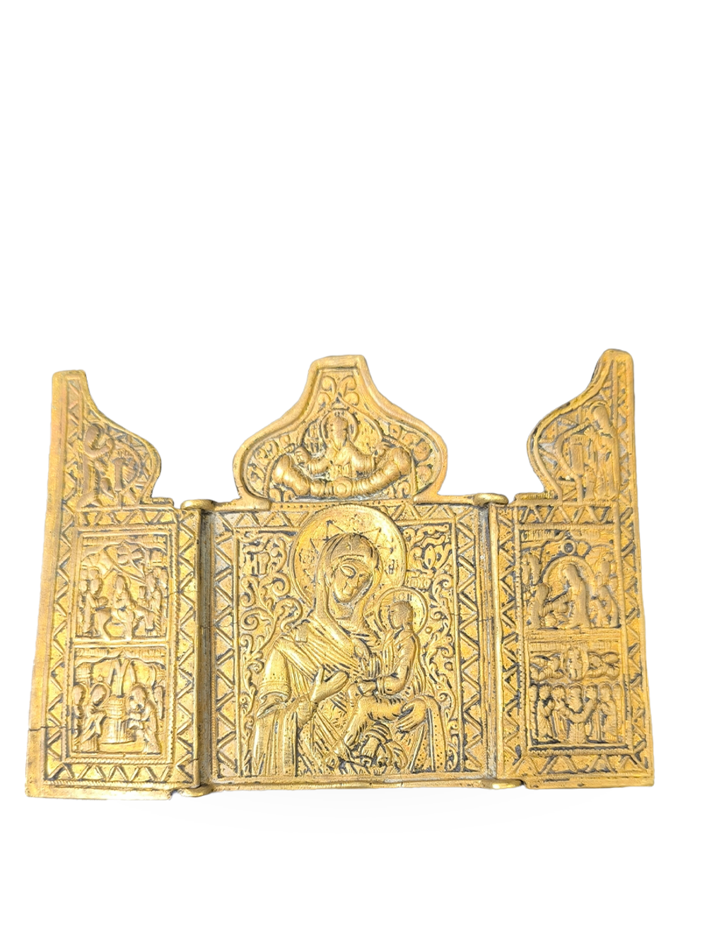 Антикварный складень «Тихвинская богоматерь»