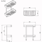 Полка прямоугольная AZARIO двухэтажная, черный матовый (AZ-170-2B)