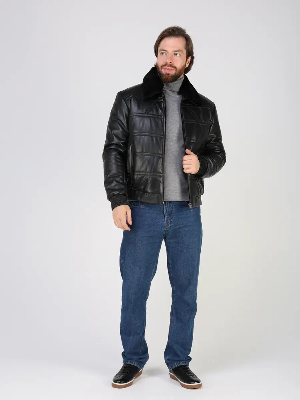 Куртка пуховик из натуральной кожи зимняя